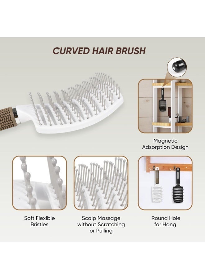 ChicAbode 2 جهاز كمبيوتر شخصي فرشاة الشعر، منحنى تهوية تفريغ فرشاة لتجفيف ضربة أسرع، منحنى تصفيف فرشاة الشعر للنساء الرجال متجأة مستقيمة سميكة رطبة وجافة الشعر، حلاقة تصفيف الشعر أدوات - Image 3